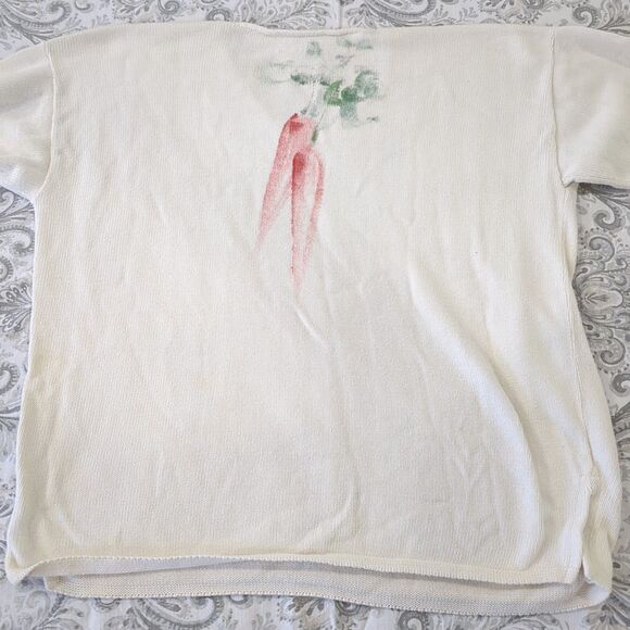 Vtg Diane Wat Design Handpainted Sweater Bunny Rabbit Shirt Size Small Med - Picture 8 of 16